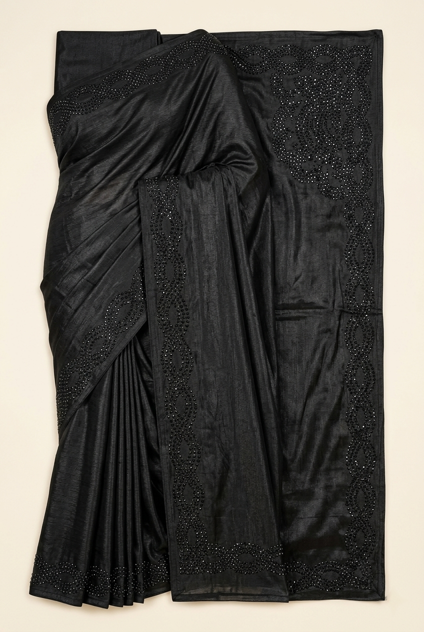 Black Embellished Saree for Women