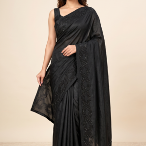 Black Embellished Saree for Women